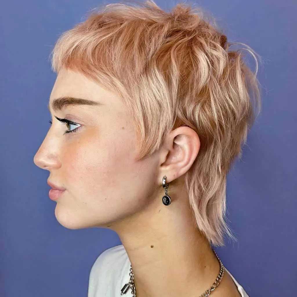 Pastel Pink Pixie Wolf Cut With Micro Bangs