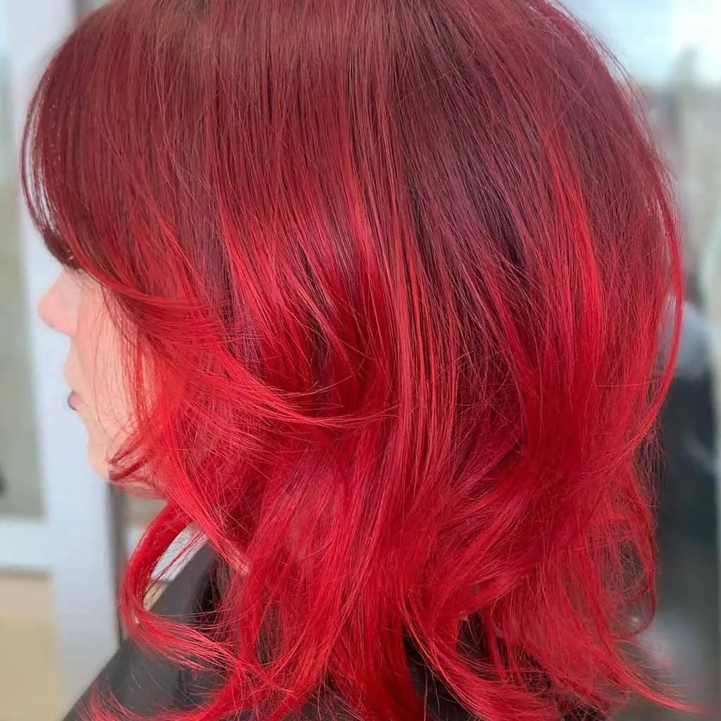  Red Bob Wolf Cut With Curtain Fringe