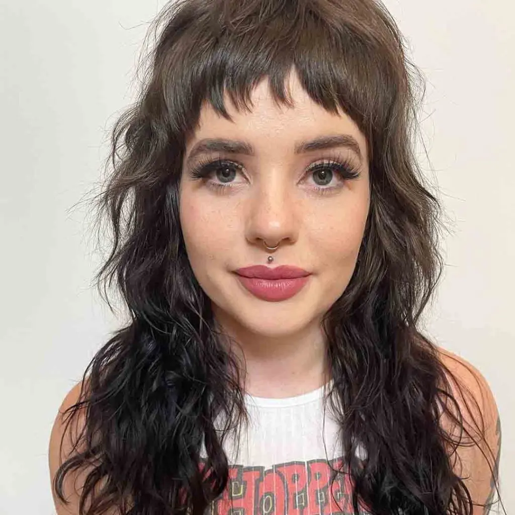 Shag Mullet Wolf Cut With Asymmetric Micro Bangs