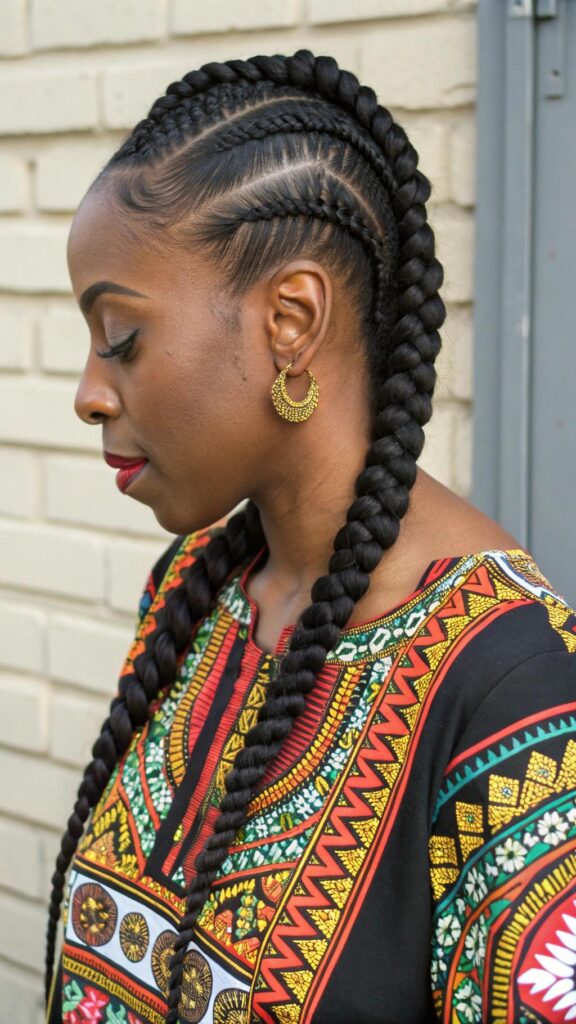 Two Braids with Tribal Patterns