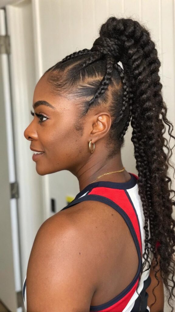 Two Braids with a High Ponytail