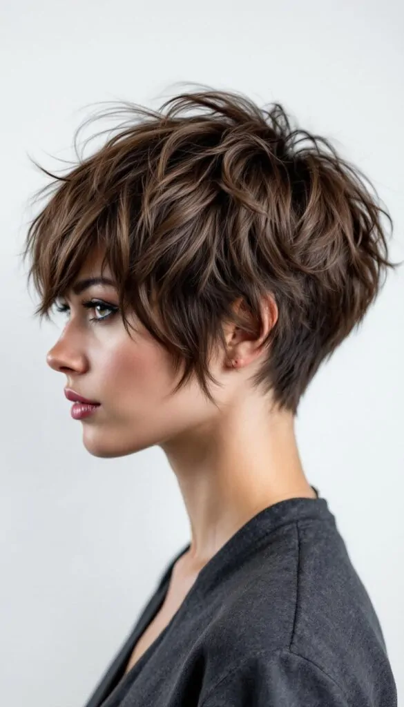 Short Wolf Cut with Asymmetrical Bangs