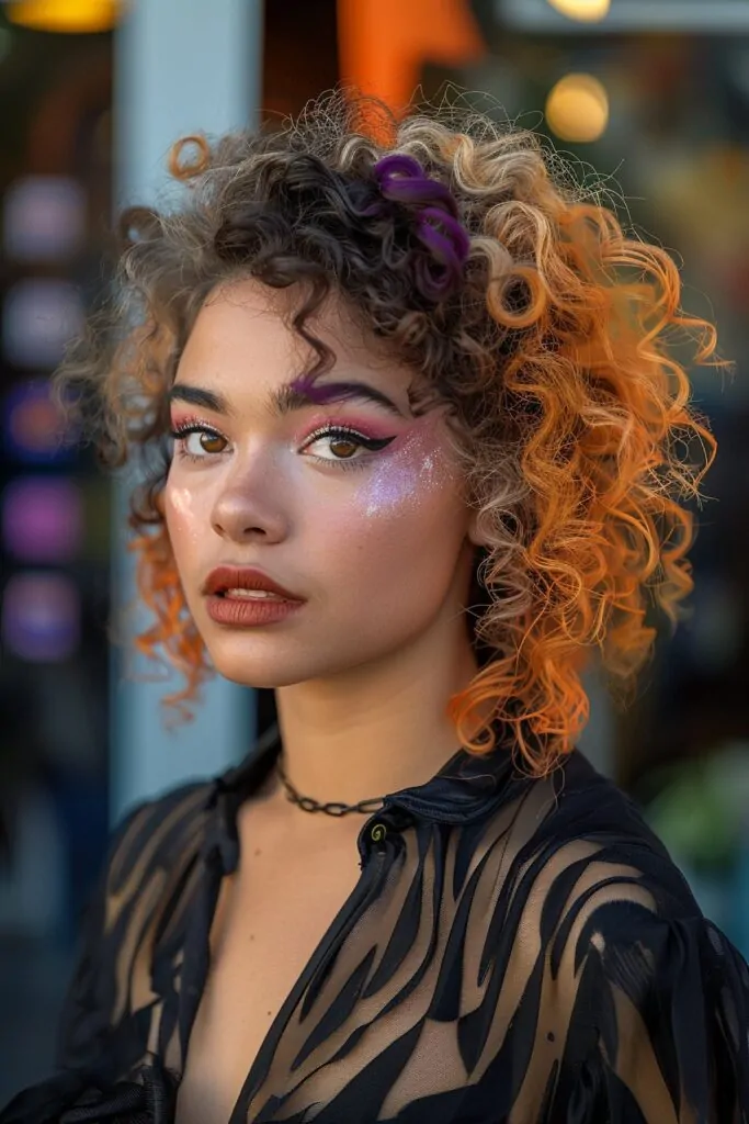 Halloween Color Idea for Short Curly Hair